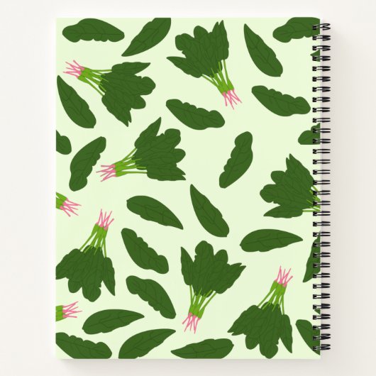 緑のホウレン葉チのパターンレシピクックブック ノートブック (裏面)