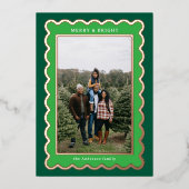 緑のホタテ名門私立校風のプの写真フレーム 箔シーズンカード (正面)