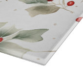 緑のホリーと赤い果実の水色 カッティングボード (角)