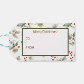 緑のホリーと赤い果実の水色 ギフトタグ (裏面横)