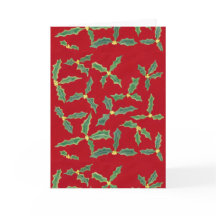 緑のホリー葉の花クリスマスカード