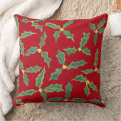 緑のホリ離れーの花、赤い枕の黄色い花 クッション (ブランケット)