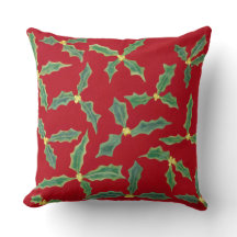 緑のホリ離れーの花、赤い枕の黄色い花