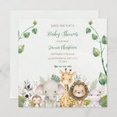 緑のホワイトウォーター色ベビーシャワー日付を保存 セーブザデート (正面/裏面)