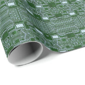 緑のホワイトコンピュータ回路基板線 ラッピングペーパー (ロールコーナー)