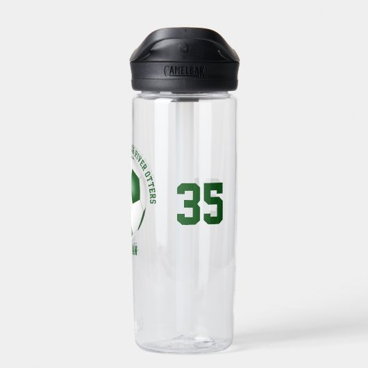 緑のホワイトスクールクラブチームカラーカスタムサッカー ウォーターボトル (背面)