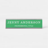 緑のホワイトネームとタイトルデスク名のプレート デスクネームプレート (正面)