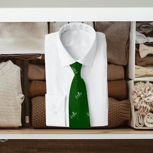緑のホワイトネームのパターンスクモダンリプト ネクタイ