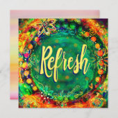 緑のボかわいらしホ感動的フローラの更新 サンキューカード (正面/裏面)