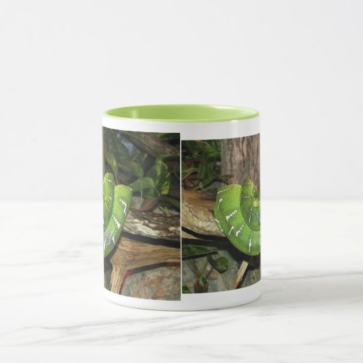 緑のボアのヘビの信号器のマグ マグカップ (中央)