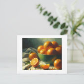 緑のボウルに入れたオレンジはまだ雨が降らない。 ポストカード (スタンド正面)