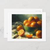緑のボウルに入れたオレンジはまだ雨が降らない。 ポストカード (正面/裏面)