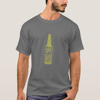 緑のボトルとのビールTシャツの灰色 Tシャツ