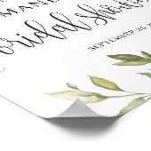 緑のボホの葉のブライダルシャワー歓迎サイン ポスター (角)