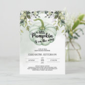 緑のボホの葉カボチャの小さな赤ちゃんシャワー 招待状 (スタンド正面)