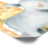 緑のボホサファリベイビーシャワーウェルカムサイン ポスター (角)