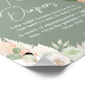 緑のボホベアバルーン夜遅くのおむつ ポスター (角)