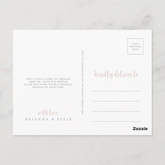 緑のボホワイルドフラワーありがとうはがき ポストカード (裏面)