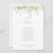 緑のボホワイルドフラワーテーブルNumber 1シーティングチャート 招待状 (正面)