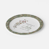 緑のボホワイルドフラワーベビーシャワー ペーパープレート (アングル)
