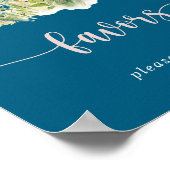 緑のボホワイルドフラワー海軍の好意サイン ポスター (角)