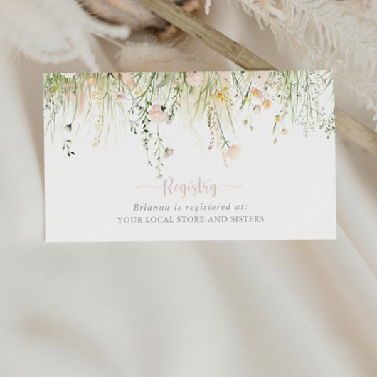 緑のボホワイルドフラワー結婚のギフト登録 エンクロージャーカード