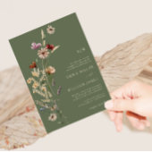 緑のボホワイルドフラワー結婚ズ 招待状