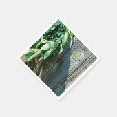 緑のボホー素朴なバーンドウッド スタンダードカクテルナプキン (角)