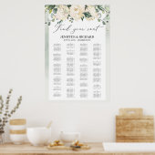 緑のボホ白いバラ結婚の座席表 ポスター (キッチン)
