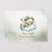 緑のボホ眠るテディベアかわいい赤ちゃんシャワー エンクロージャーカード (正面/裏面)