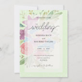 緑のボホ芸術的ワイルドフラワーウォータカラーフローラ 招待状 (正面)