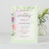 緑のボホ芸術的ワイルドフラワーウォータカラーフローラ 招待状 (スタンド正面)