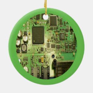 緑のボーダーが付いているオタク系のなサーキットボード セラミックオーナメント