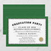 緑のボーダー2014年の免状の卒業パーティーの招待 招待状 (正面/裏面)