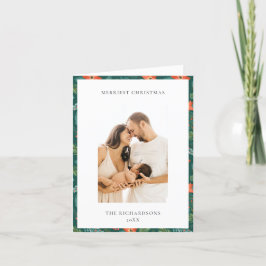 緑のポインセチア メリークリスマスパターン写真 シーズンカード