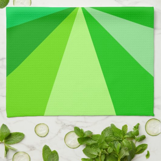 緑のポップアートのモダン60sファンキーで幾何学的な光線 キッチンタオル (折り畳み)