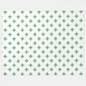 緑のポルカが白に交差 フリースブランケット (正面(横))
