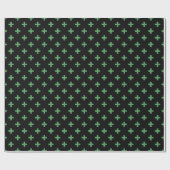緑のポルカが黒に交差 ラッピングペーパー (フラット)