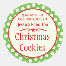 緑のポルカドットのクッキーの交換ベーキングギフトステッカー ラウンドシール