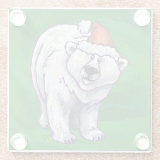 緑のポーラベアクリスマス ガラスコースター (裏面)