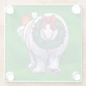 緑のポーラベアクリスマス ガラスコースター (裏面)