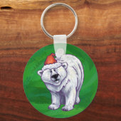 緑のポーラベアクリスマス キーホルダー (正面)