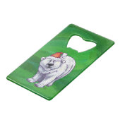 緑のポーラベアクリスマス クレジットカード栓抜き (正面アングル)