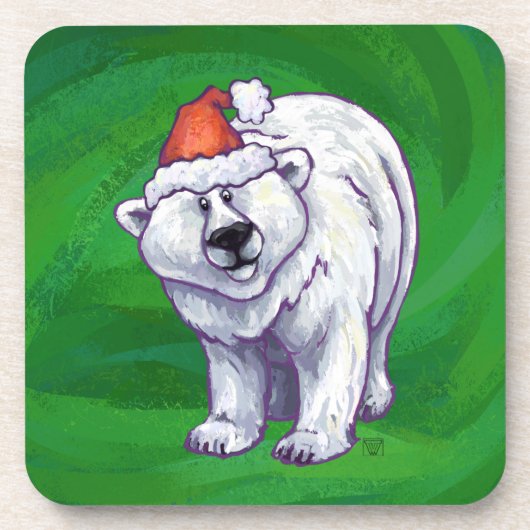 緑のポーラベアクリスマス コースター (正面)