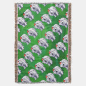 緑のポーラベアクリスマス スローブランケット (正面縦)