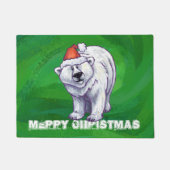 緑のポーラベアクリスマス ドアマット (正面)