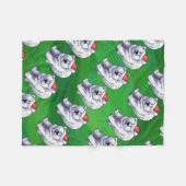 緑のポーラベアクリスマス フリースブランケット (正面(横))