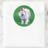 緑のポーラベアクリスマス ラウンドシール (バッグ)