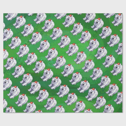 緑のポーラベアクリスマス ラッピングペーパー (フラット)