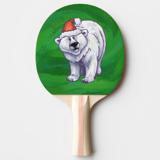 緑のポーラベアクリスマス 卓球ラケット (正面)